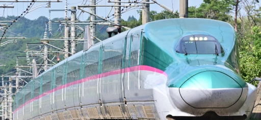 The E5 series Shinkansen operated by the East Japan Railway Company on Tohoku and Hokkaido Shinkansen services